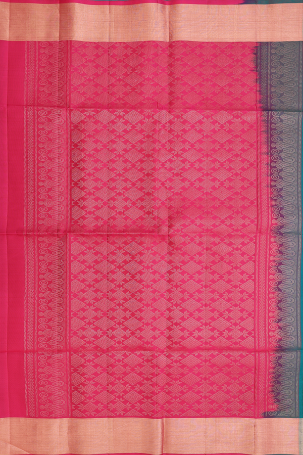 Soft Silk Saree In Peacock Green With Leaf Motifs