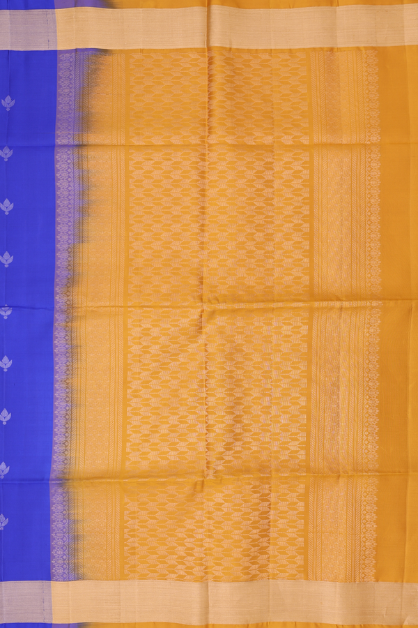 Soft Silk Saree In Royal Blue With Floral Buttas