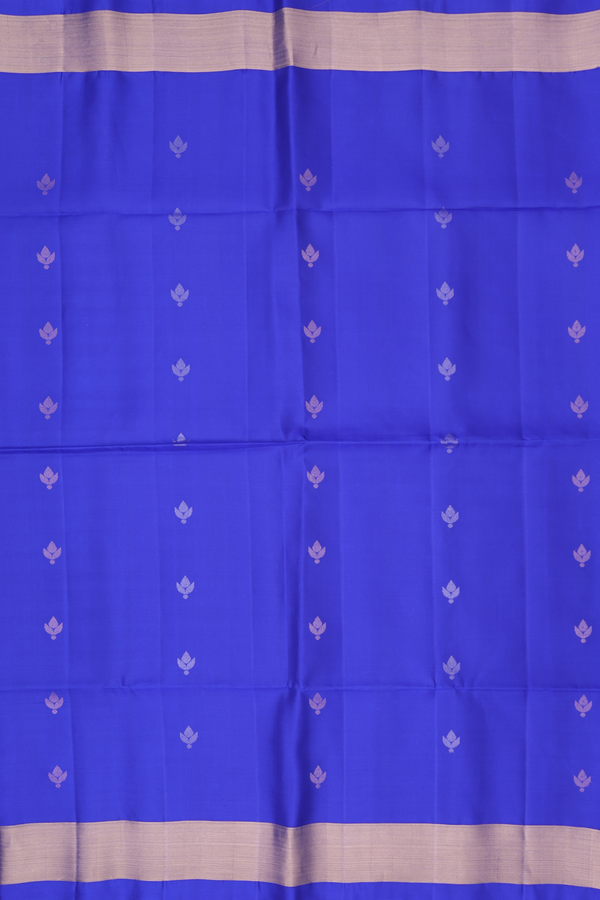 Soft Silk Saree In Royal Blue With Floral Buttas