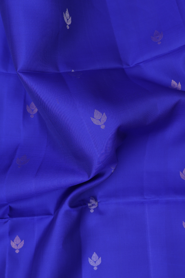 Soft Silk Saree In Royal Blue With Floral Buttas