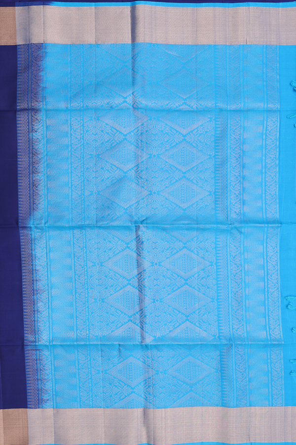 Soft Silk Saree In Royal Blue With Floral Motifs