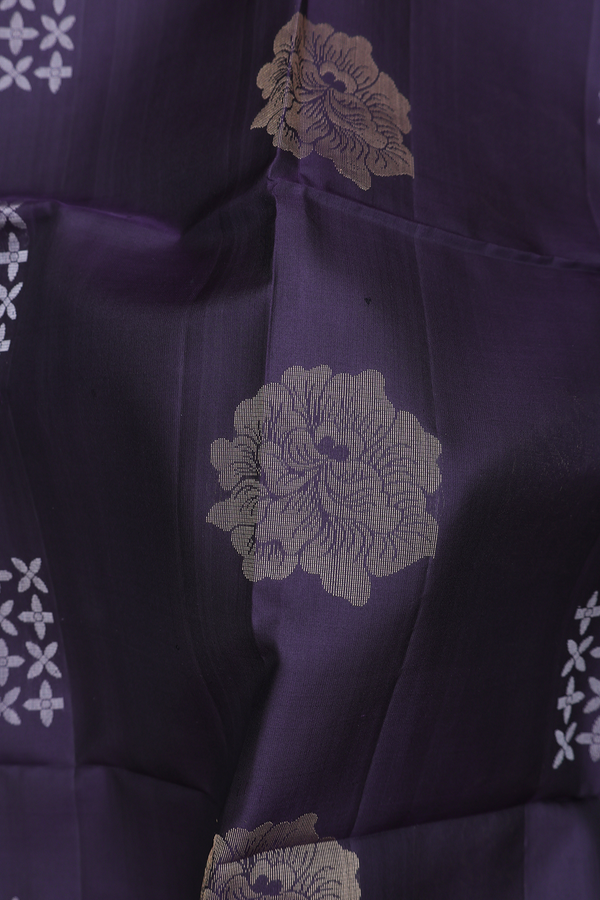 Soft Silk Saree In Black With Floral Motifs