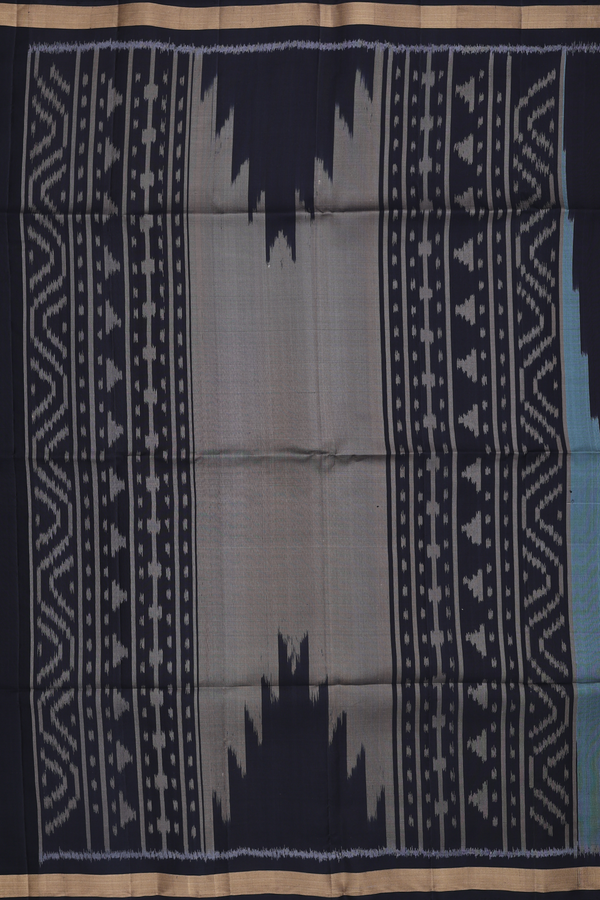 Soft Silk Saree In Black With Temple Design