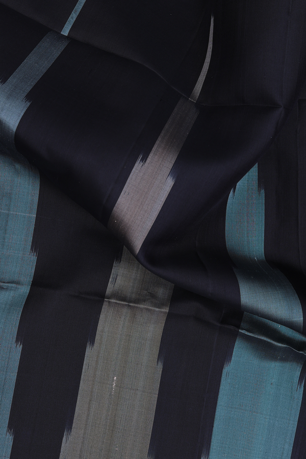 Soft Silk Saree In Black With Temple Design