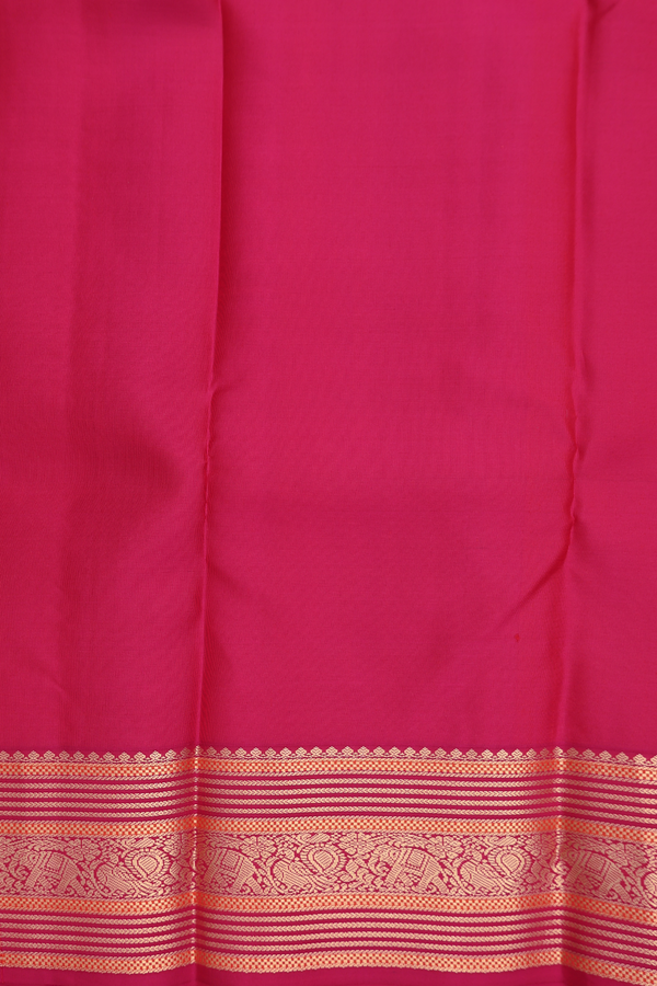 Kanchipuram Silk Saree In Yellow With Paisley Buttas