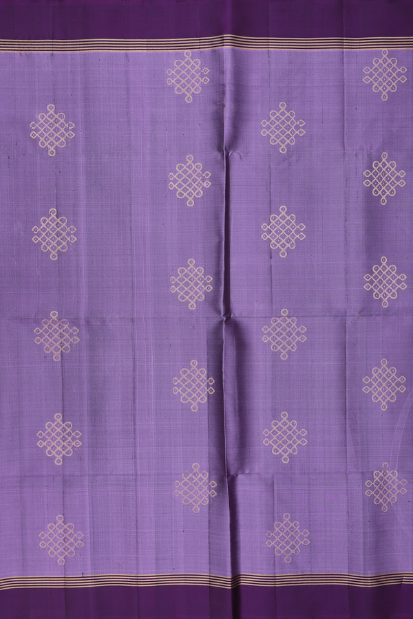 Soft Silk Saree In Dusty Purple With Kolam Buttas