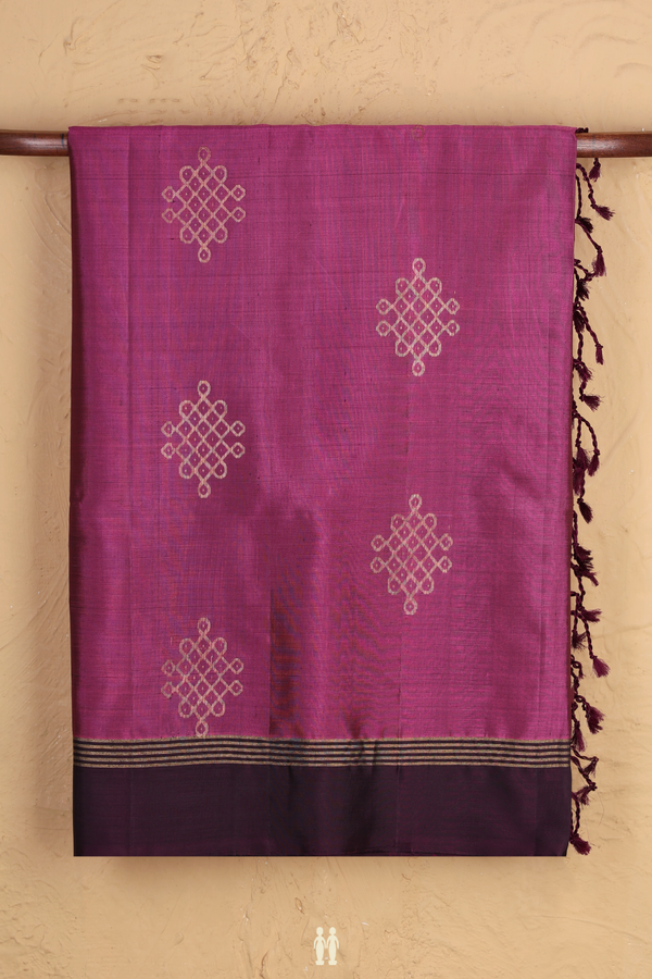 Soft Silk Saree In Pink With Kolam Buttas