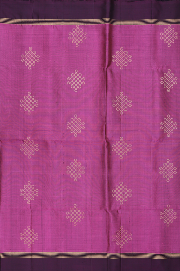 Soft Silk Saree In Pink With Kolam Buttas
