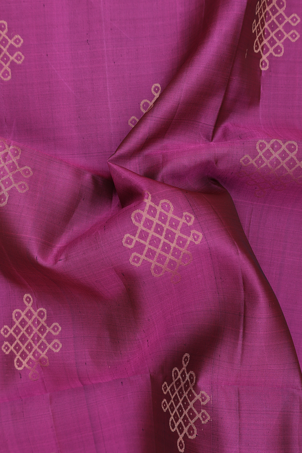 Soft Silk Saree In Pink With Kolam Buttas