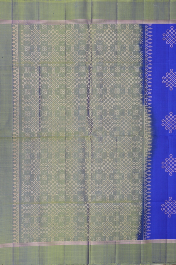 Soft Silk Saree In Indigo Blue With Kolam Buttas