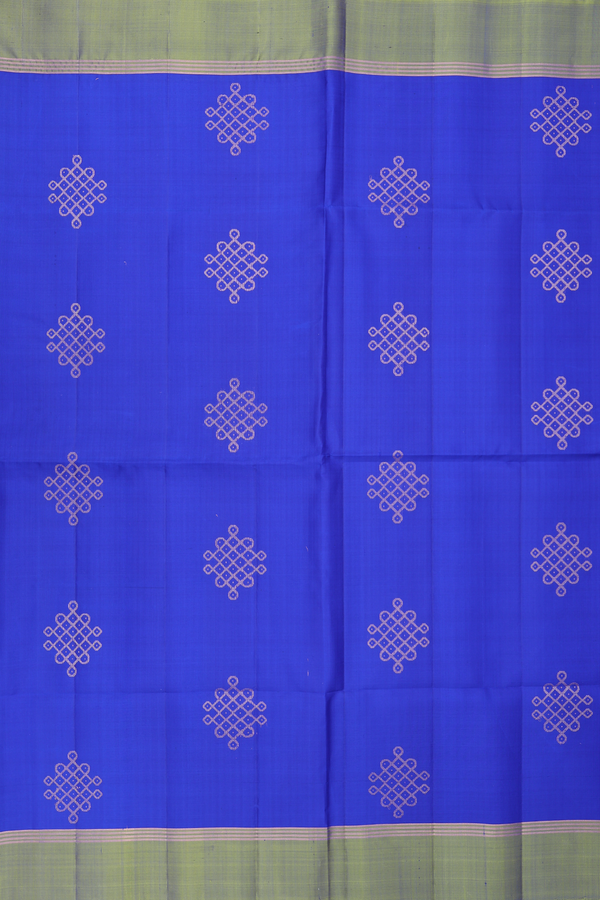 Soft Silk Saree In Indigo Blue With Kolam Buttas