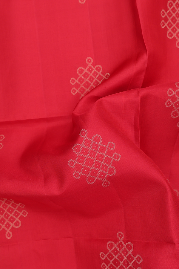 Soft Silk Saree In Chilli Red With Zari Buttas