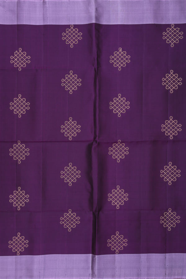 Soft Silk Saree In Deep Purple With Kolam Buttas