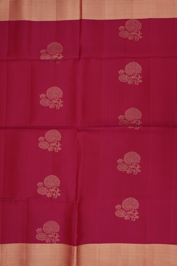 Soft Silk Saree In Red With Floral Motifs