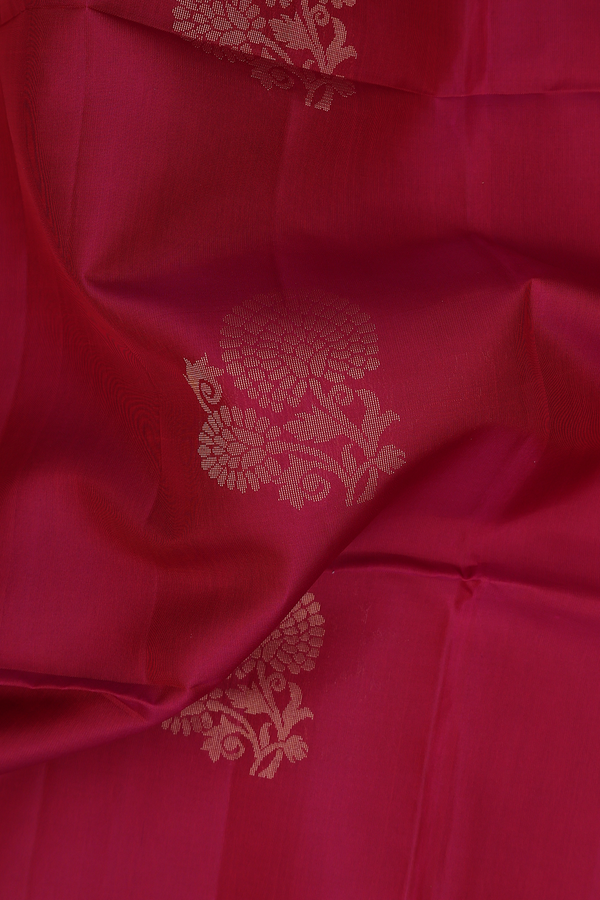 Soft Silk Saree In Red With Floral Motifs
