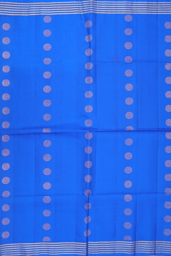 Soft Silk Saree In Cobalt Blue With Polka Buttas