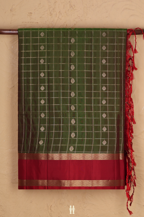 Soft Silk Saree Dual Tone With Checks Design