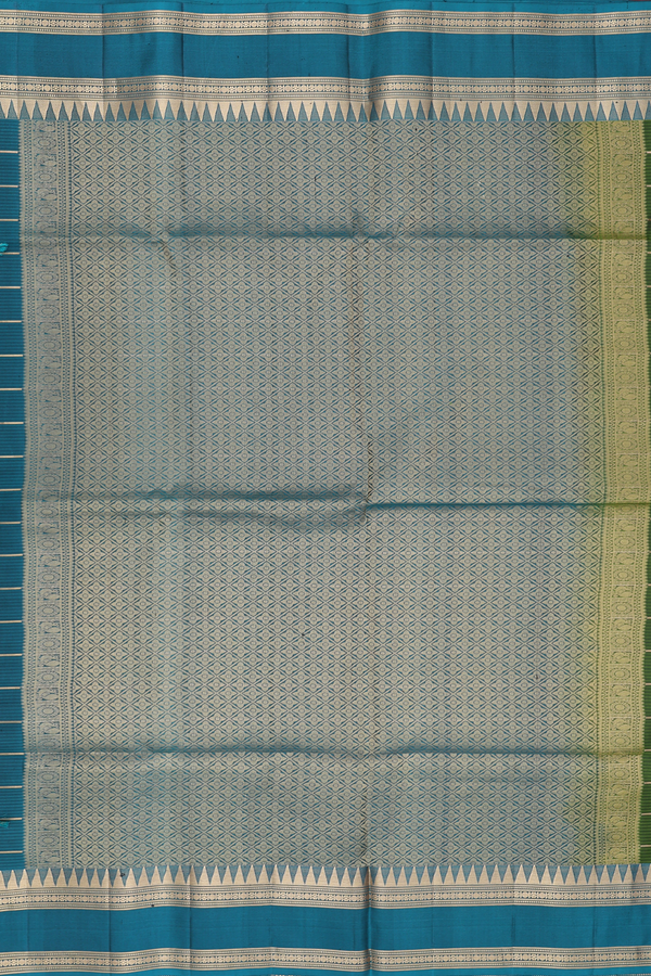Soft Silk Saree In Green With Checks Design