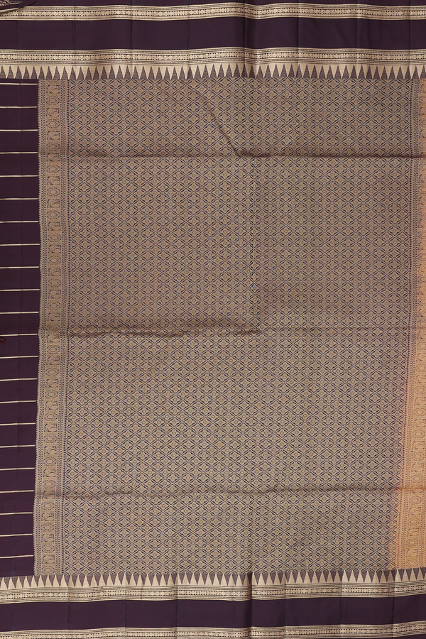 Soft Silk Saree In Brown With Checks Design