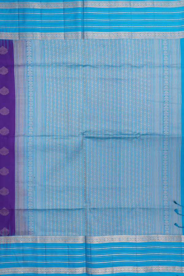 Soft Silk Saree In Purple With Zari Buttas