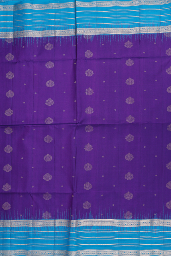 Soft Silk Saree In Purple With Zari Buttas