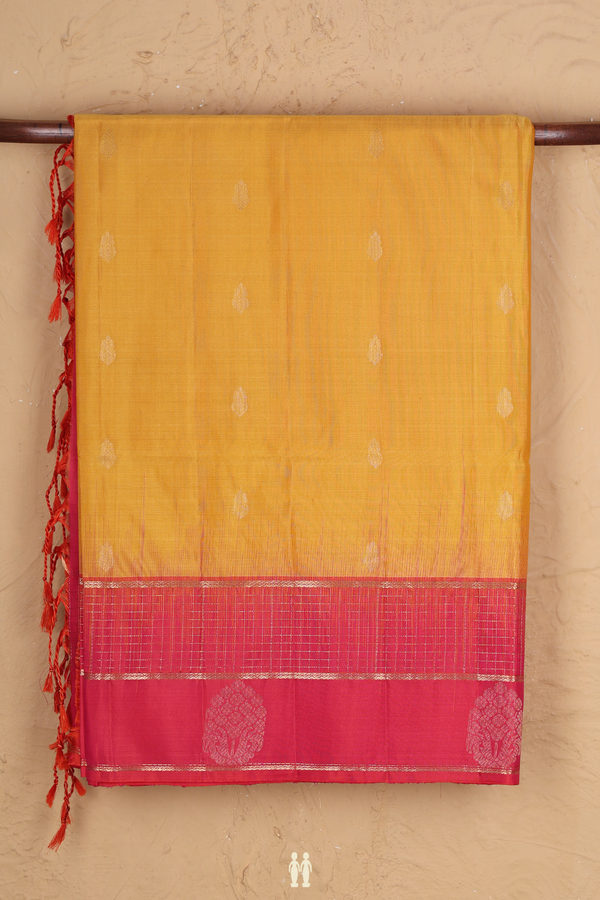 Soft Silk Saree In Yellow With Zari Buttas