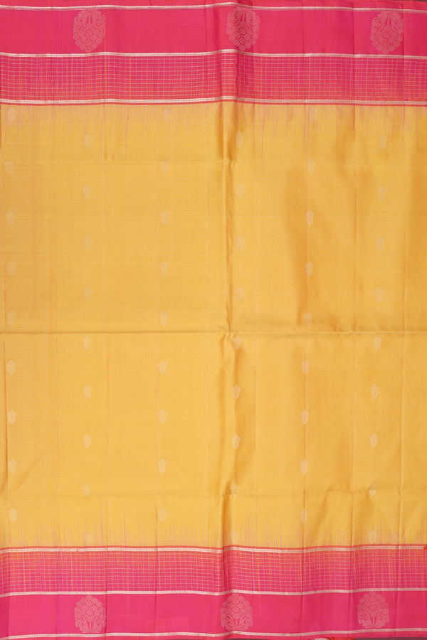 Soft Silk Saree In Yellow With Zari Buttas