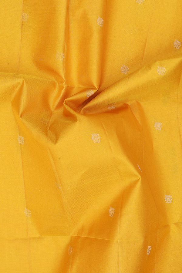 Soft Silk Saree In Yellow With Zari Buttas