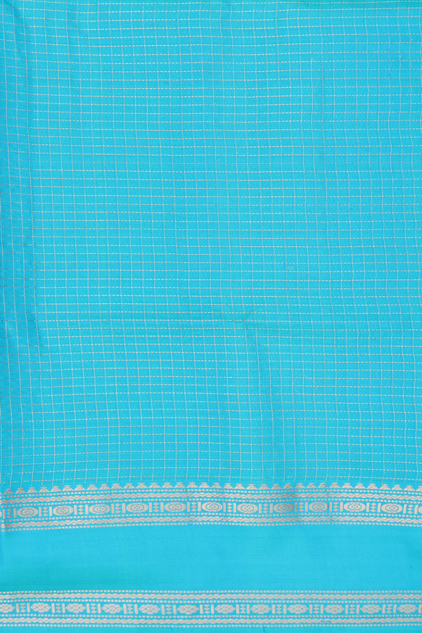 Soft Silk Saree In Navy Blue With Checks Design