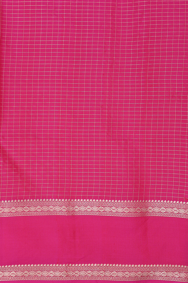 Soft Silk Saree In Lavender Pink With Checks Design