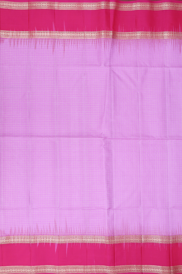 Soft Silk Saree In Lavender Pink With Checks Design