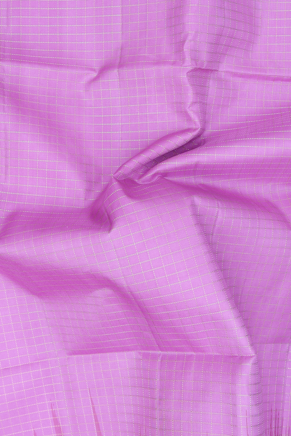 Soft Silk Saree In Lavender Pink With Checks Design