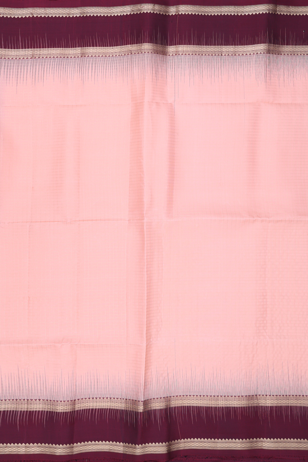 Soft Silk Saree In Blush Pink With Checks Design