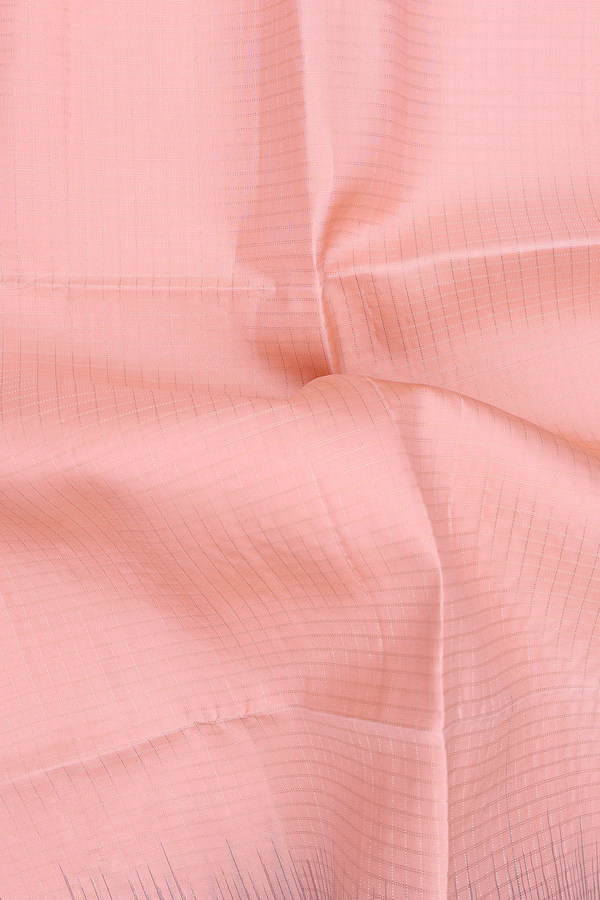 Soft Silk Saree In Blush Pink With Checks Design