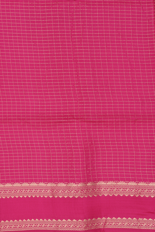 Soft Silk Saree In Cream Color With Checks Design