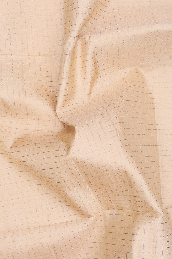 Soft Silk Saree In Cream Color With Checks Design