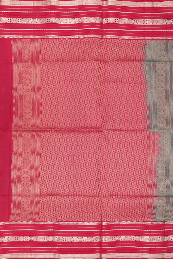 Soft Silk Saree In Green With Stripes Design
