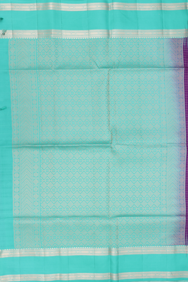 Soft Silk Saree In Purple With Checks Design