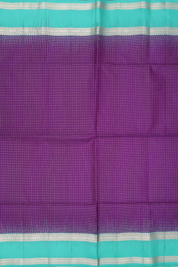 Soft Silk Saree In Purple With Checks Design
