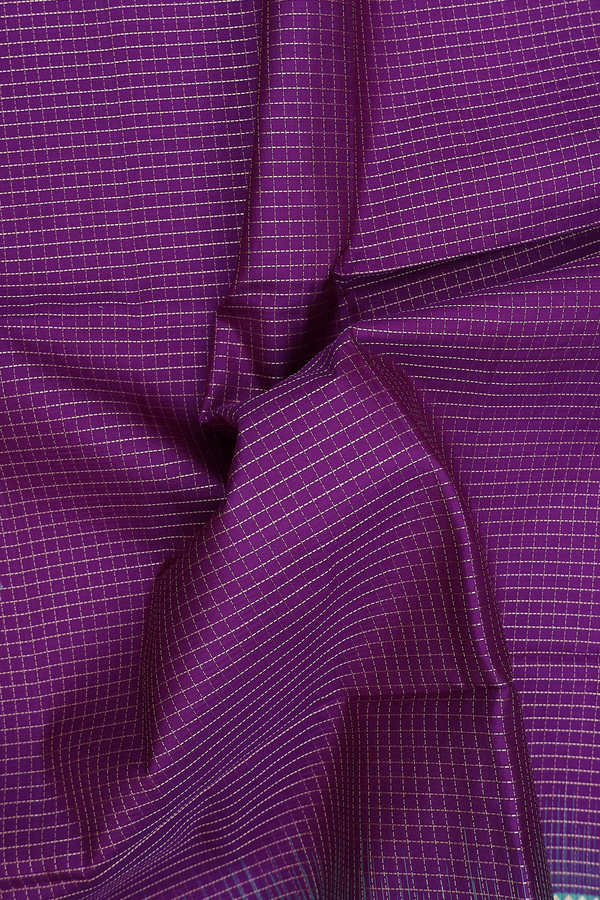 Soft Silk Saree In Purple With Checks Design