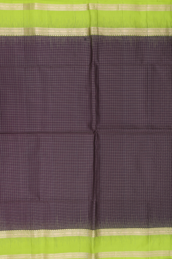 Soft Silk Saree In Coffee Brown With Checks Design