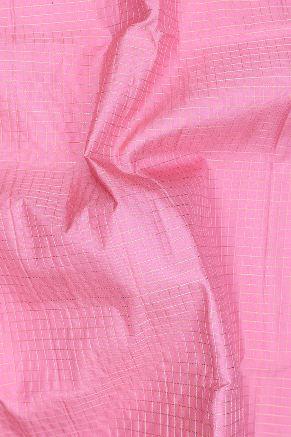 Soft Silk Saree In Pink With Checks Design