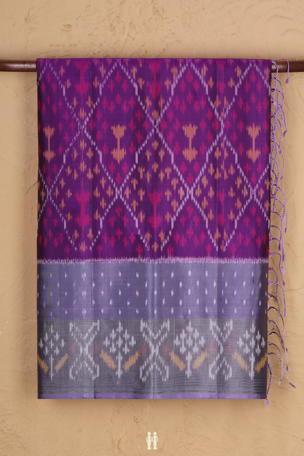 Soft Silk Saree In Grape Purple With Diamond Design