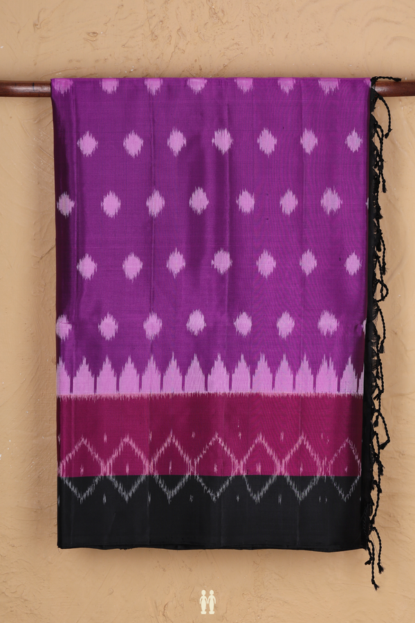 Soft Silk Saree In Grape Purple With Ikat Buttas