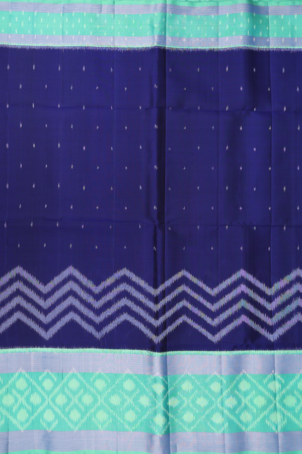 Soft Silk Saree In Royal Blue With Ikat Buttis
