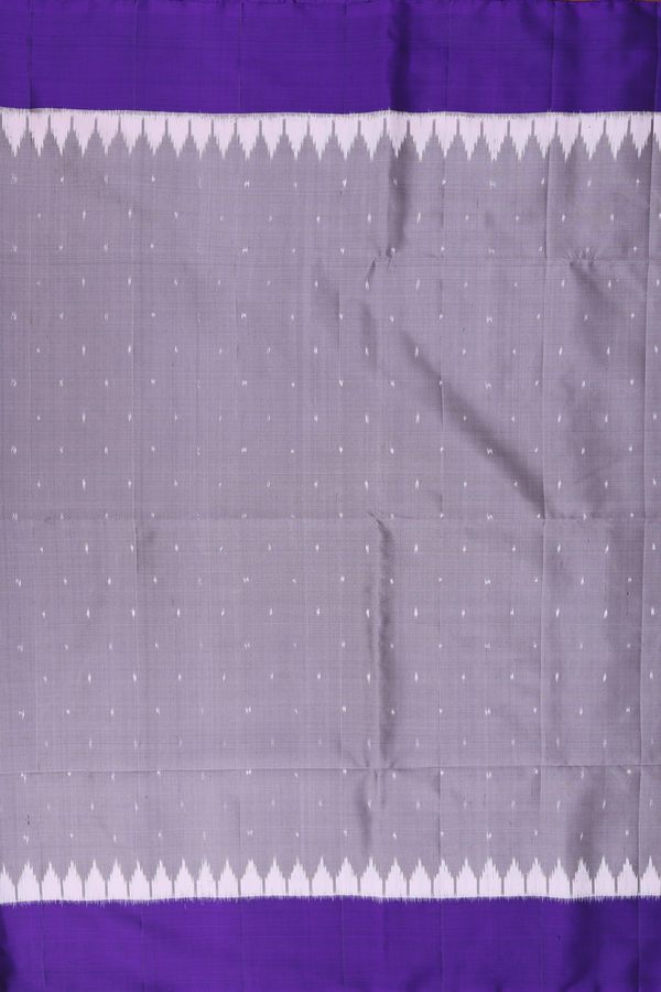 Soft Silk Saree In Dusty Grey With Ikat Buttis