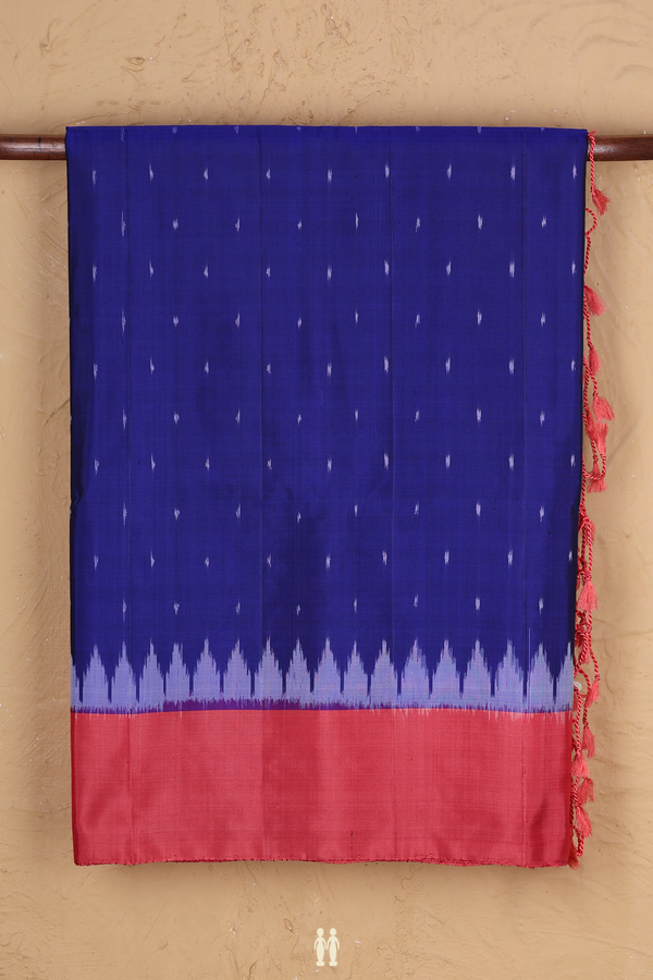 Soft Silk Saree In Royal Blue With Ikat Buttis