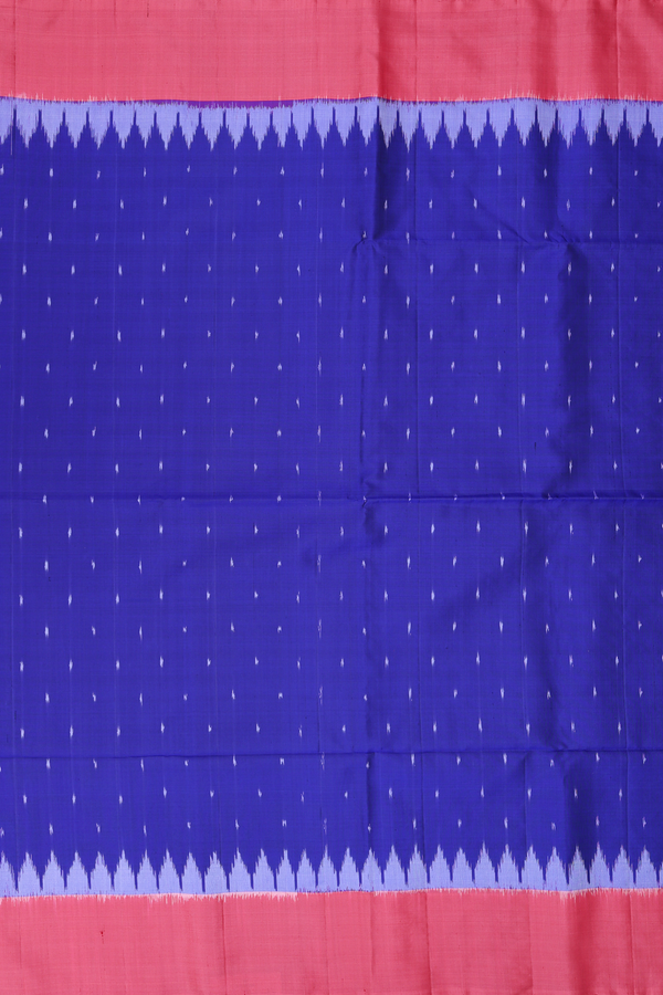 Soft Silk Saree In Royal Blue With Ikat Buttis