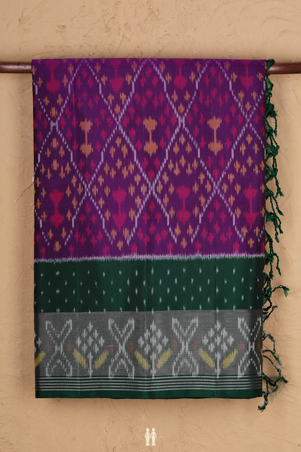 Soft Silk Saree In Grape Purple With Diamond Design