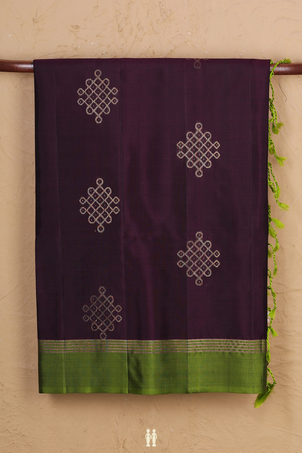 Soft Silk Saree In Coffee Brown With Kolam Buttas